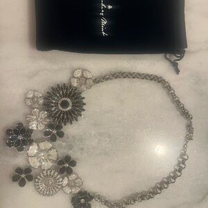 Charming Danbury mint, black and Silver Floral Necklace